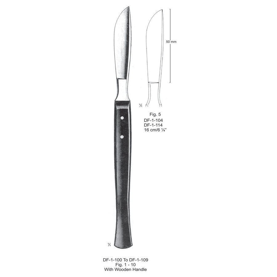 Dissecting Knife Fig.5, With Wooden Handle, 16cm  (DF-1-104) by Dr. Frigz
