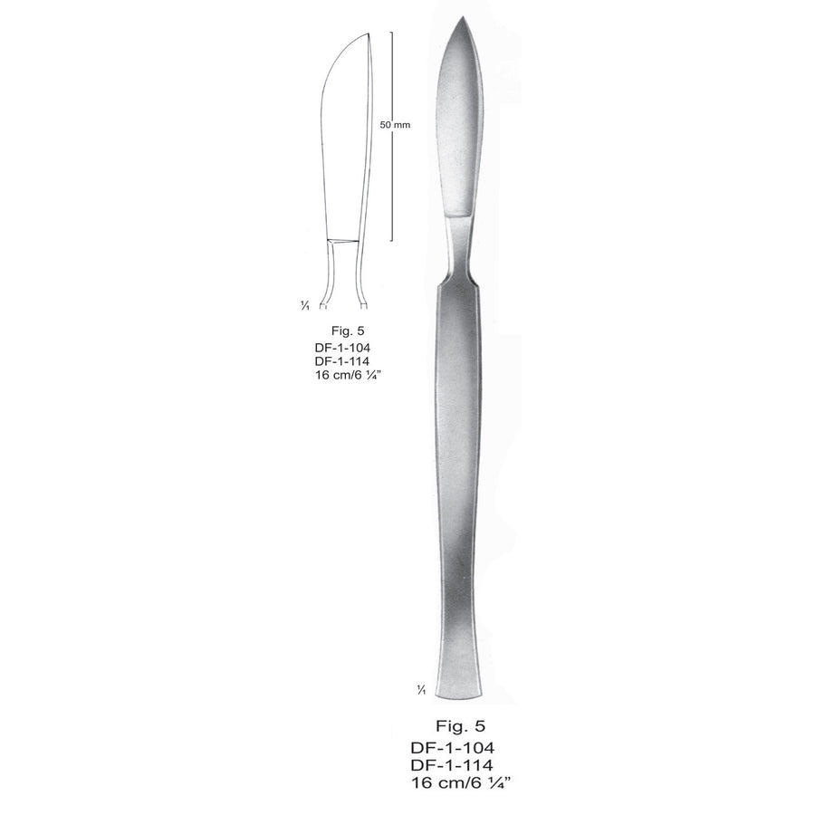 Dissecting Knives Fig.5, With Metal Handle, 16cm  (DF-1-114) by Dr. Frigz