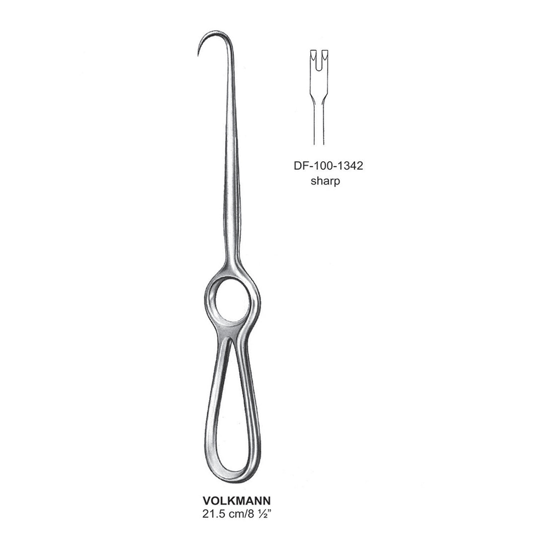 Volkmann Retractors,21.5Cm,Sharp 2 Prong (DF-100-1342) by Dr. Frigz