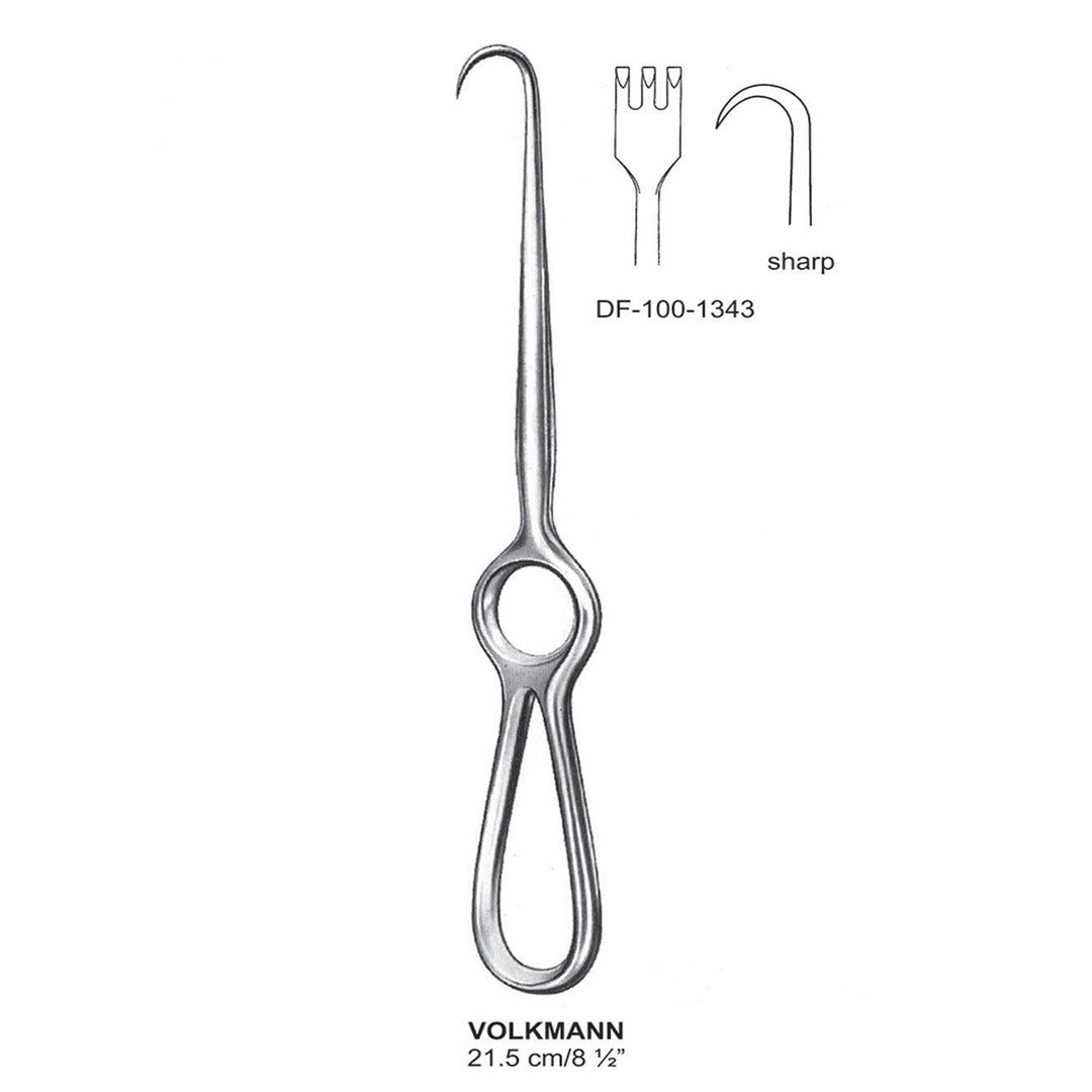 Volkmann Retractors,21.5Cm,Sharp 3 Prong (DF-100-1343) by Dr. Frigz