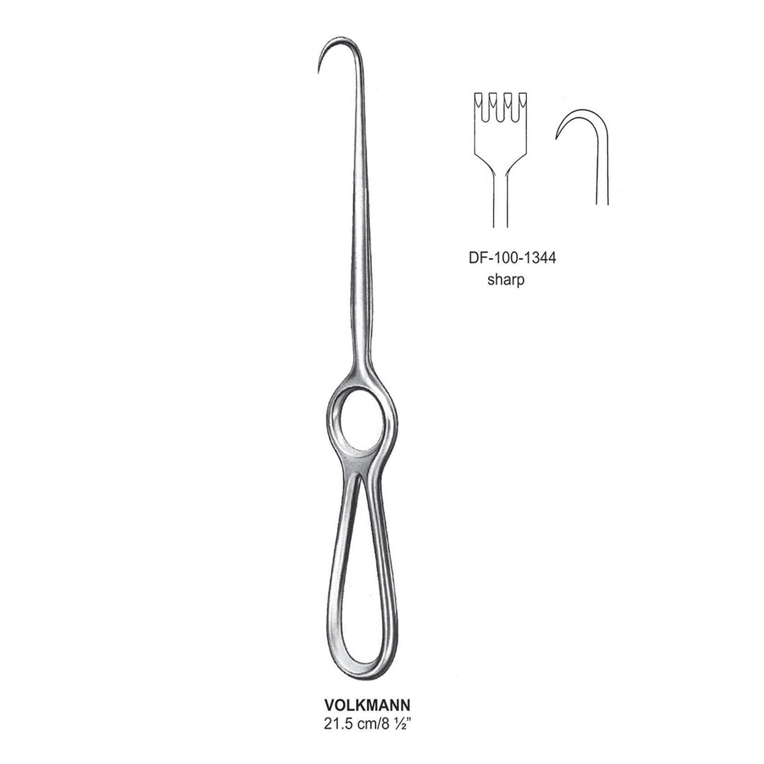 Volkmann Retractors,21.5Cm,Sharp 4 Prong (DF-100-1344) by Dr. Frigz