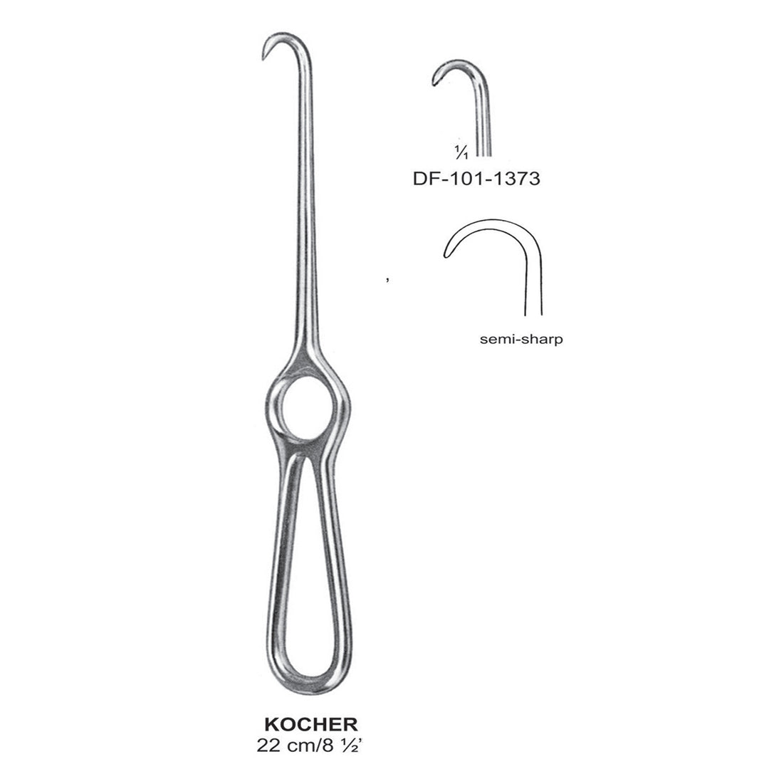 Kocher Retractors,22Cm,Semi-Sharp, 1 Prong (DF-101-1373) by Dr. Frigz
