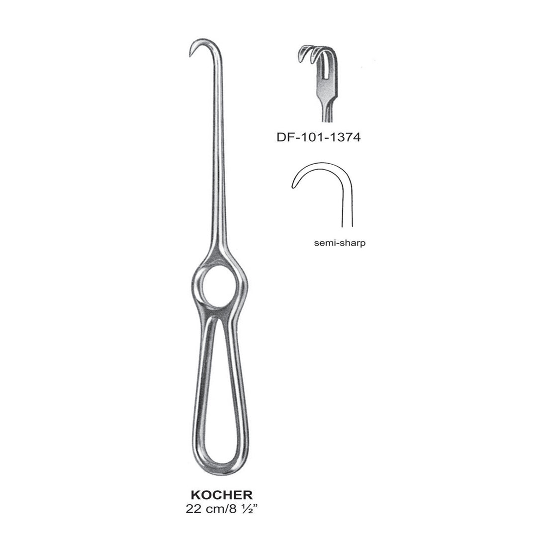 Kocher Retractors,22Cm,Semi-Sharp, 2 Prong (DF-101-1374) by Dr. Frigz