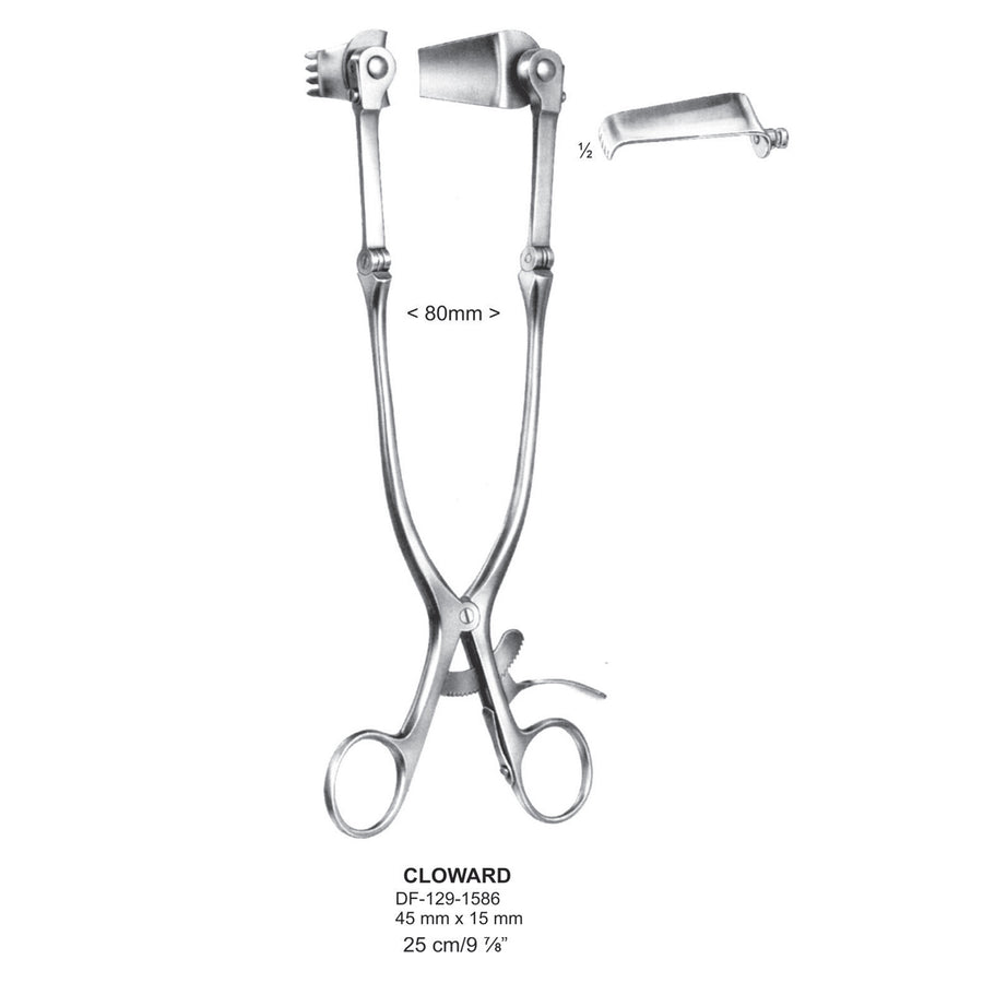 Cloward Retractors Blade Only, 45mm X 15mm , Toothed Blade (DF-129-1586) by Dr. Frigz