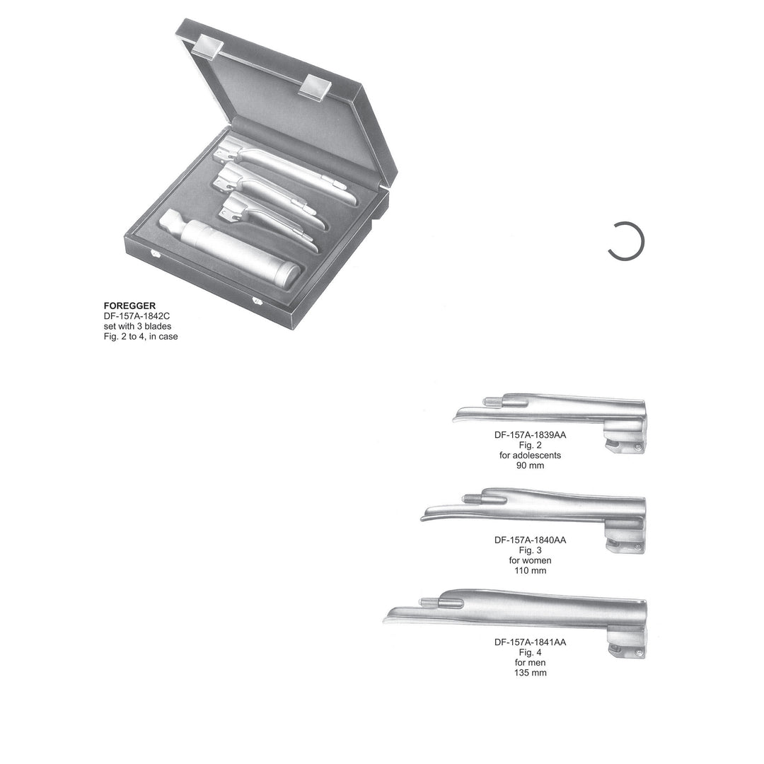 Foregger Set Of 3 Blades With Battery Handle Fig 2 To 4 (DF-157A-1842C) by Dr. Frigz