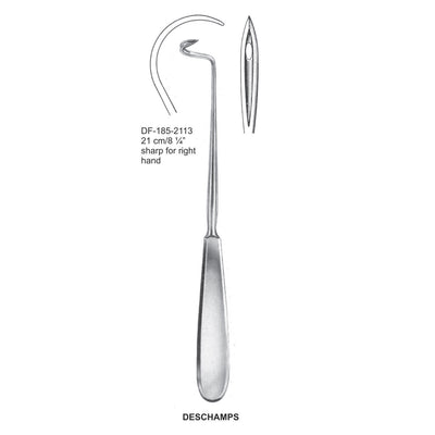 Deschamps Ligature Needles, 21Cm, Sharp, Right Hand (DF-185-2113)