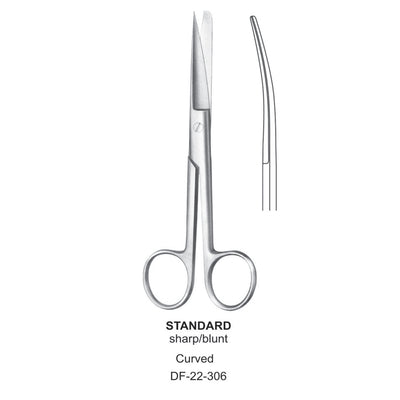 Standard Operating Scissors, Curved, Sharp-Blunt, 14.5cm (DF-22-306)