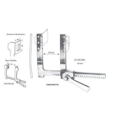 Finochietto Rib Spreaders, Width 40X100X250mm  (DF-228-2696)