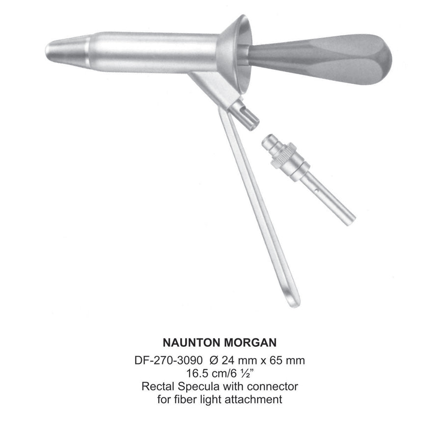 Naunton Morgan Rectal Specula 24 X 65mm , 16.5Cm, With Fiber Light Connector (DF-270-3090) by Dr. Frigz
