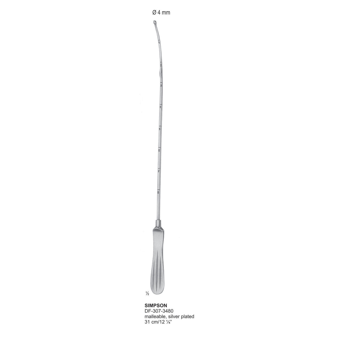 Galabin Uterine Sounds, 31Cm, Dia4mm , Silver Plated, Malleable (DF-307-3480) by Dr. Frigz