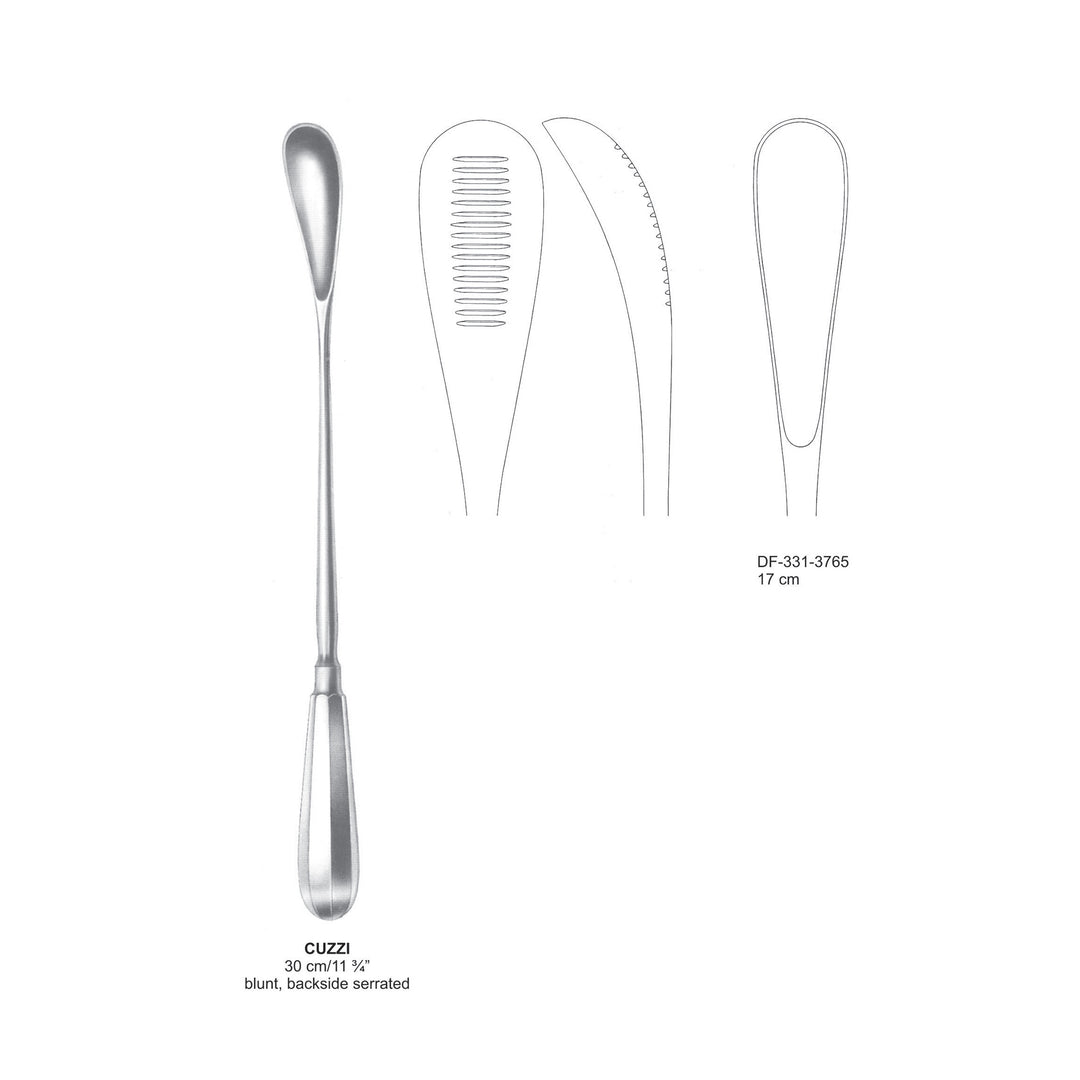 Cuzzi Placenta Scoop, Blunt, Back Serrated, 17cm (DF-331-3765) by Dr. Frigz