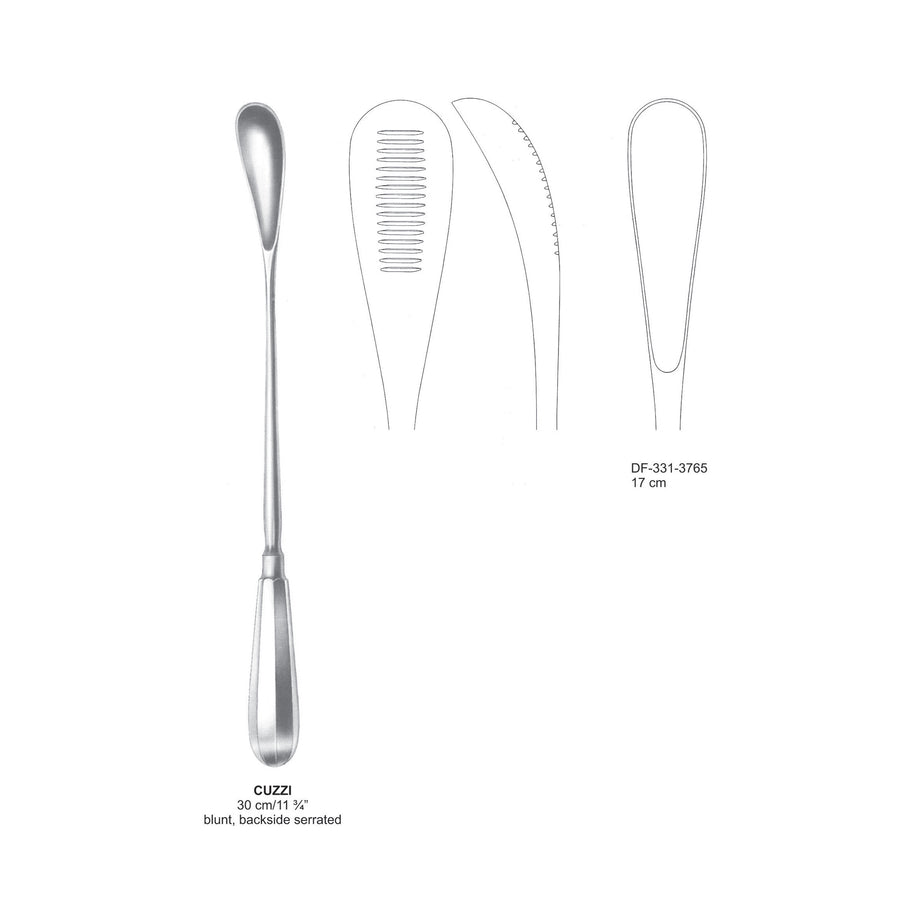 Cuzzi Placenta Scoop, Blunt, Back Serrated, 17cm (DF-331-3765) by Dr. Frigz