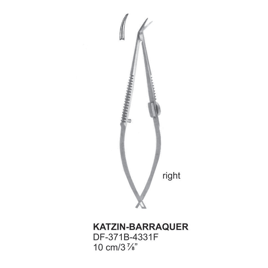 Katzin-Barraquer Delicate Eye Scissors, Right, 10cm  (DF-371B-4331F) by Dr. Frigz