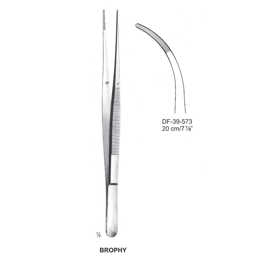 Brophy Dressing Forceps, Curved, Serrated, 20cm (DF-39-573) by Dr. Frigz