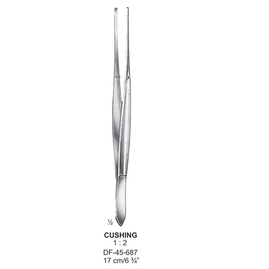 Cushing Tissue Forceps, Straight, 1:2 Teeth, 17cm (DF-45-687) by Dr. Frigz