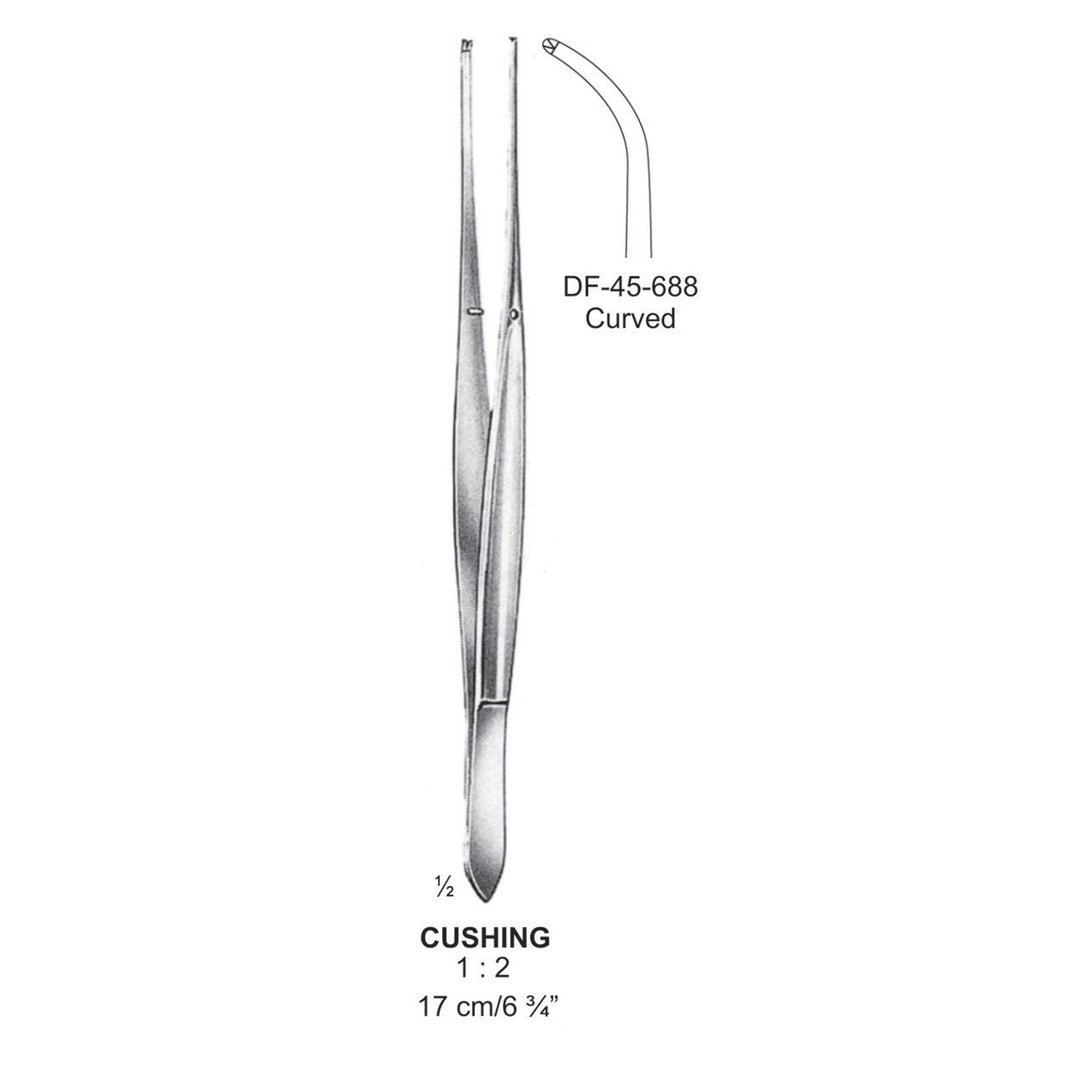 Cushing Tissue Forceps, Curved, 1:2 Teeth, 17cm (DF-45-688) by Dr. Frigz