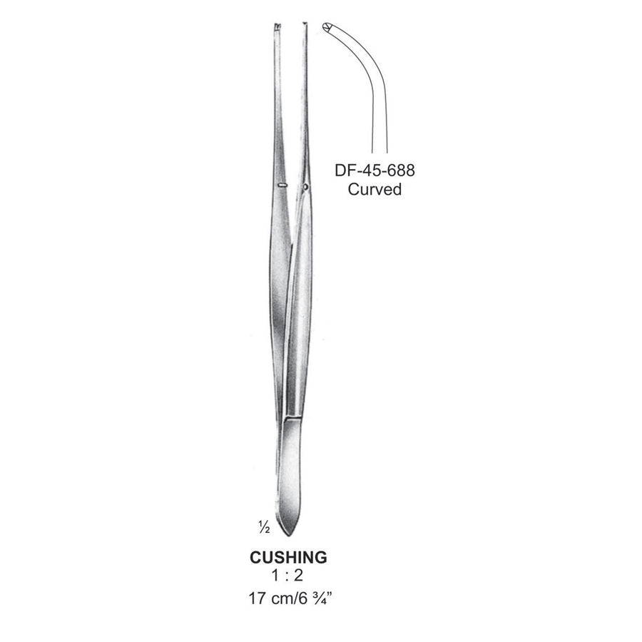 Cushing Tissue Forceps, Curved, 1:2 Teeth, 17cm (DF-45-688) by Dr. Frigz
