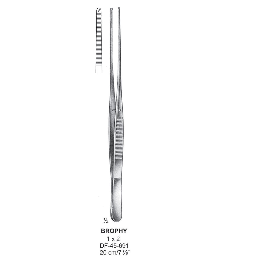 Brophy Tissue Forceps, Straight, 1:2 Teeth, 20cm  (DF-45-691) by Dr. Frigz