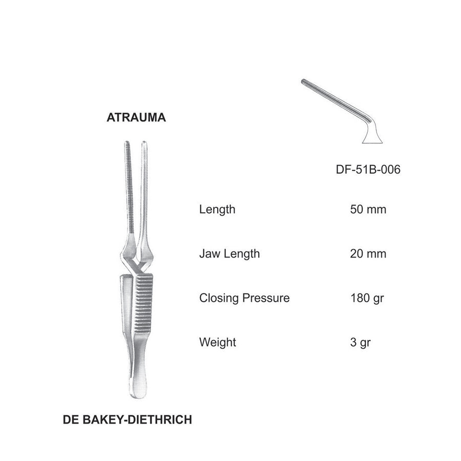 Debakey Bulldog Atrauma Bulldog Clamp, Curved, 50mm (DF-51B-006) by Dr. Frigz