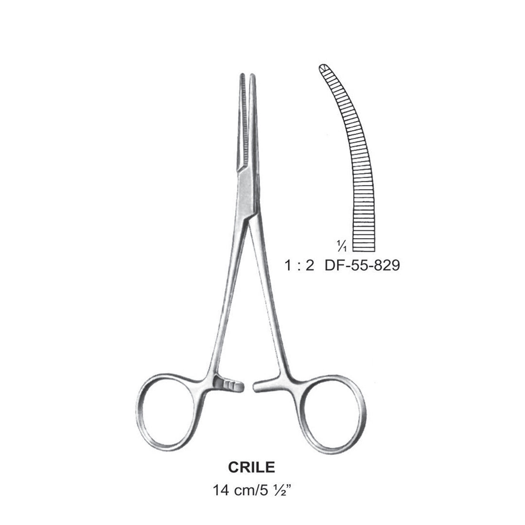 Crile Artery Forceps, Curved, 1X2 Teeth, 14cm (DF-55-829) by Dr. Frigz
