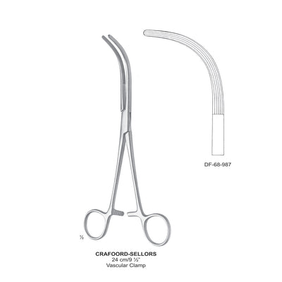 Crafoord-Sellors Vascular Clamps, Strong Curved, 24cm  (DF-68-987)