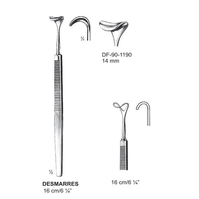 Desmarres Retractors,16Cm,14mm  (DF-90-1190)