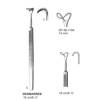 Desmarres Retractors,16Cm,14mm  (DF-90-1194)