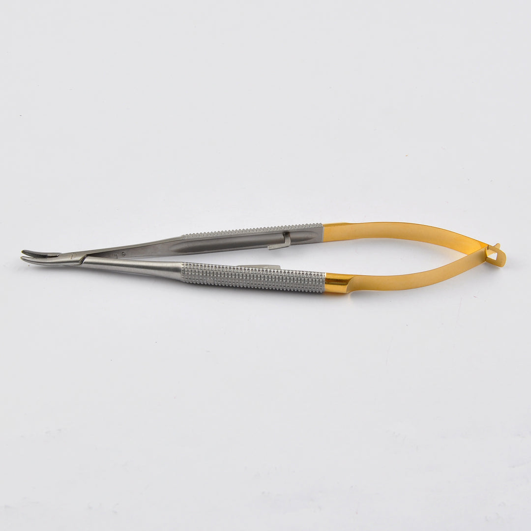 TC-Barraquer Needle Holders Curved Serrated With Lock 14cm (019-381-140) by Dr. Frigz