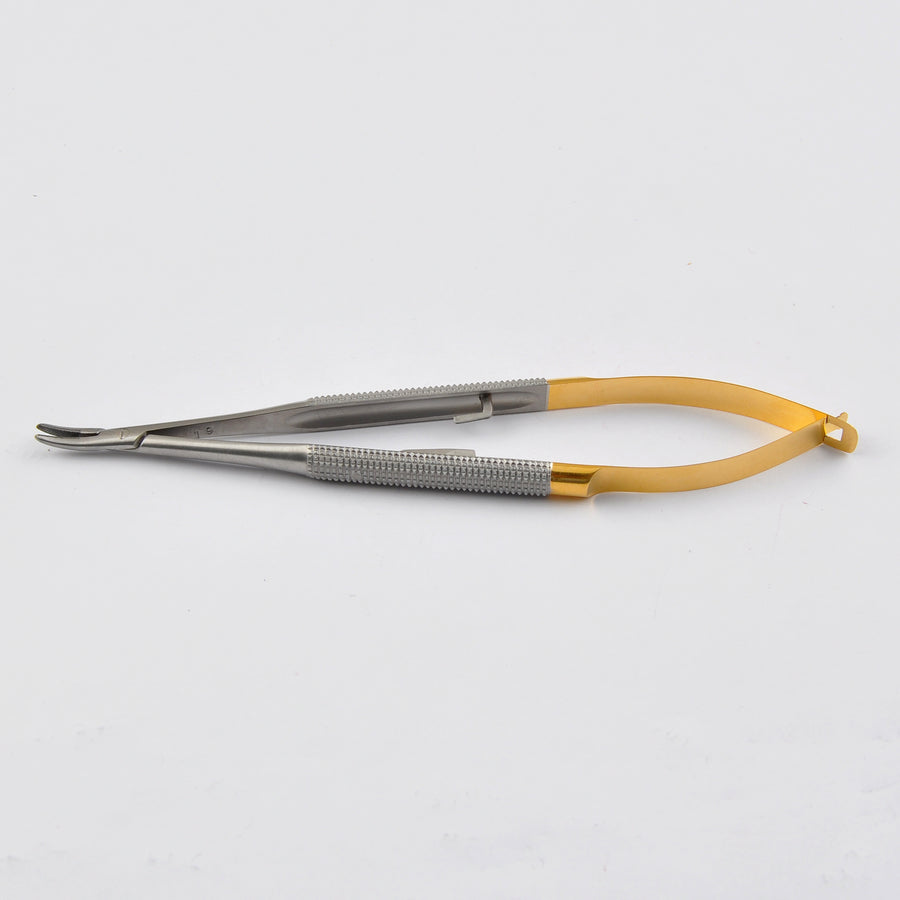 TC-Barraquer Needle Holders Curved Serrated With Lock 14cm (019-381-140) by Dr. Frigz