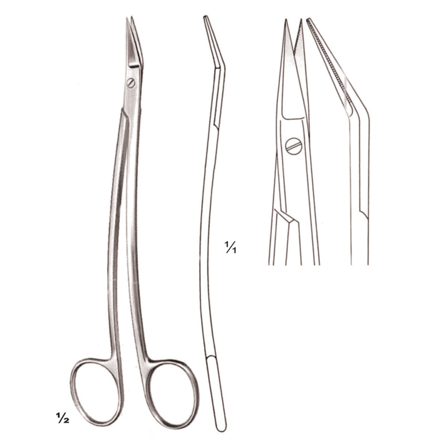Dean Scissors Sharp-Sharp Curved 17cm Toothed, Angled Upwards (B-054-17) by Dr. Frigz