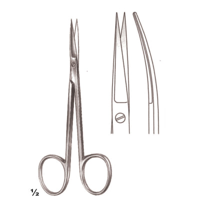 Small Modle Scissors Sharp-Sharp Curved 12cm (B-061-12)