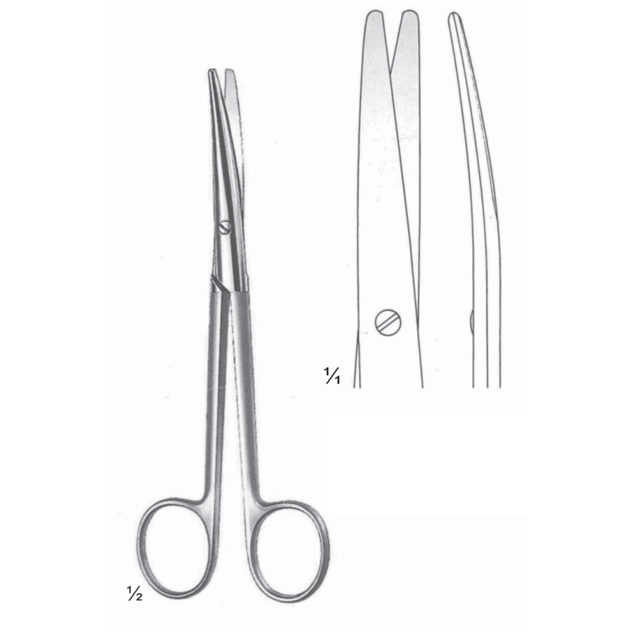 Mayo-Lexer Scissors Blunt-Blunt  Curved 16cm Standard Pattern,Fine Cutting Edge (B-113-16) by Dr. Frigz