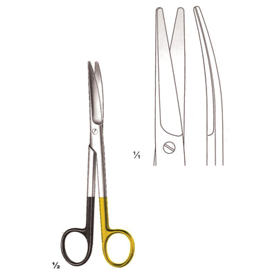 Scissors Blunt-Blunt  Curved Tc Supercut 14.5cm For Synthetic Suture Material, One Toothed Cutting Edge (B-116-14Tcs)