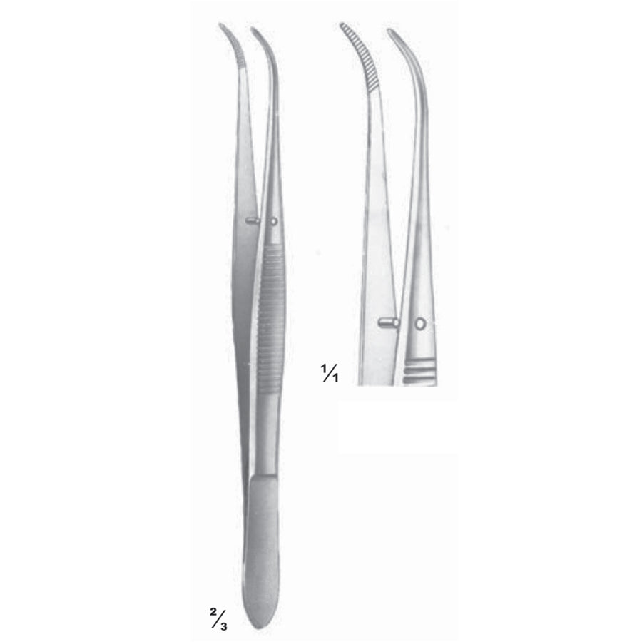 Perry Forceps Curved 13cm Serrated (C-093-13) by Dr. Frigz