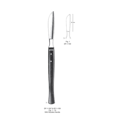 Dissecting Knife Fig.1, With Wooden Handle, 15cm (DF-1-100)