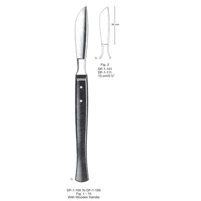 Dissecting Knife Fig.2, With Wooden Handle, 15cm (DF-1-101)