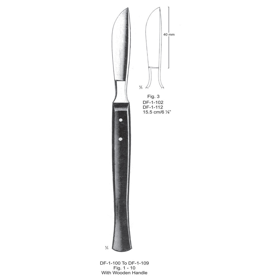 Dissecting Knife Fig.3, With Wooden Handle, 15.5cm  (DF-1-102) by Dr. Frigz