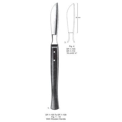 Dissecting Knife Fig.4, With Wooden Handle, 16cm (DF-1-103)