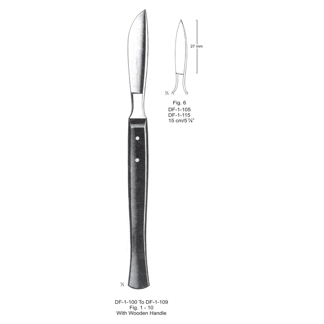 Dissecting Knife Fig.6, With Wooden Handle, 15cm  (DF-1-105) by Dr. Frigz