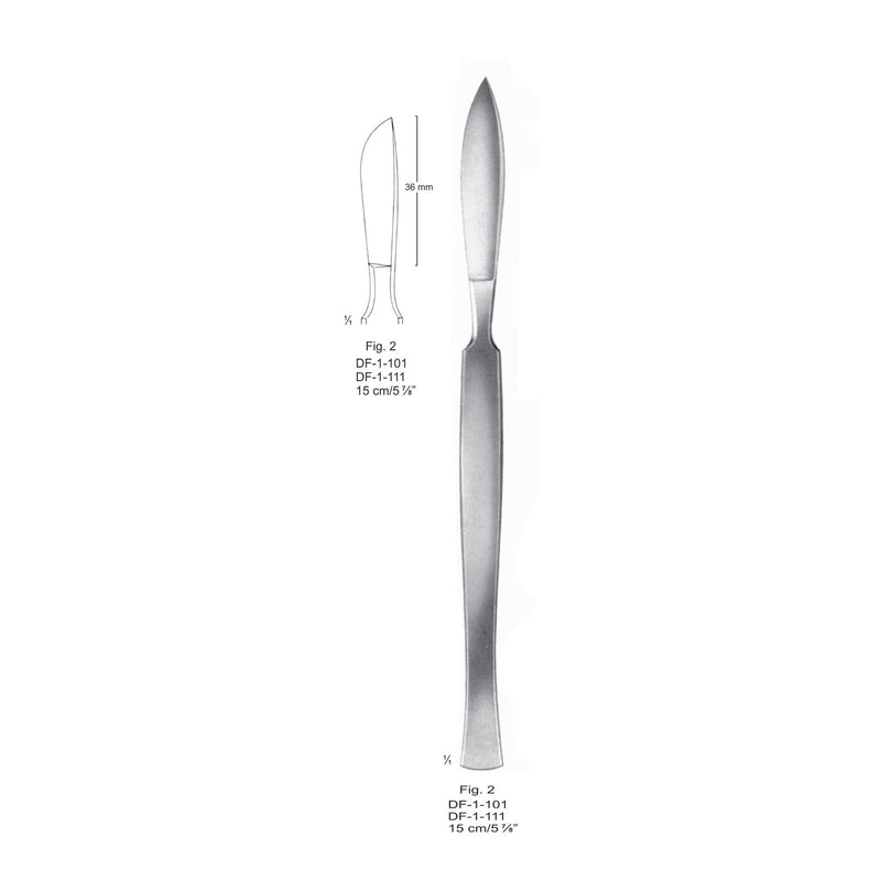 Dissecting Knives Fig.2, With Metal Handle, 15cm  (DF-1-111) by Dr. Frigz