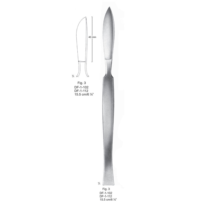Dissecting Knives Fig.3, With Metal Handle, 15.5cm  (DF-1-112) by Dr. Frigz