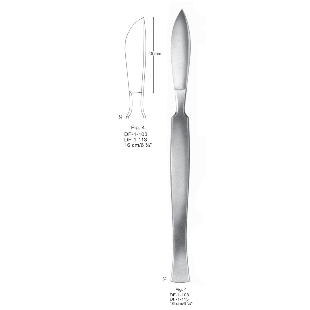 Dissecting Knives Fig.4, With Metal Handle, 16cm  (DF-1-113) by Dr. Frigz