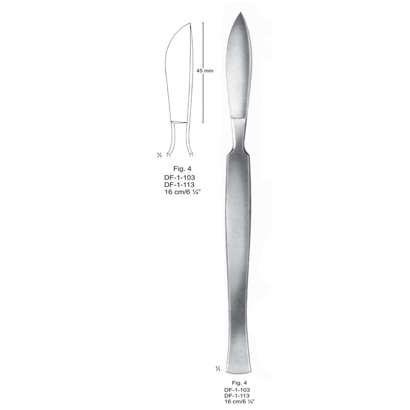 Dissecting Knives Fig.4, With Metal Handle, 16cm  (DF-1-113) by Dr. Frigz