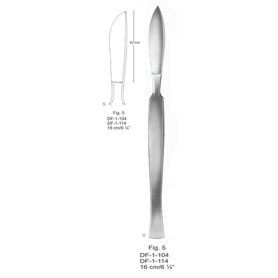 Dissecting Knives Fig.5, With Metal Handle, 16cm  (DF-1-114) by Dr. Frigz