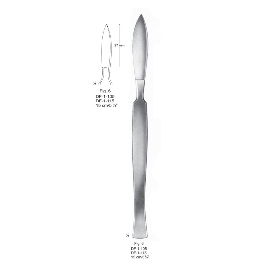 Dissecting Knives Fig.6, With Metal Handle, 15cm  (DF-1-115) by Dr. Frigz