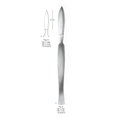 Dissecting Knives Fig.6, With Metal Handle, 15cm (DF-1-115)