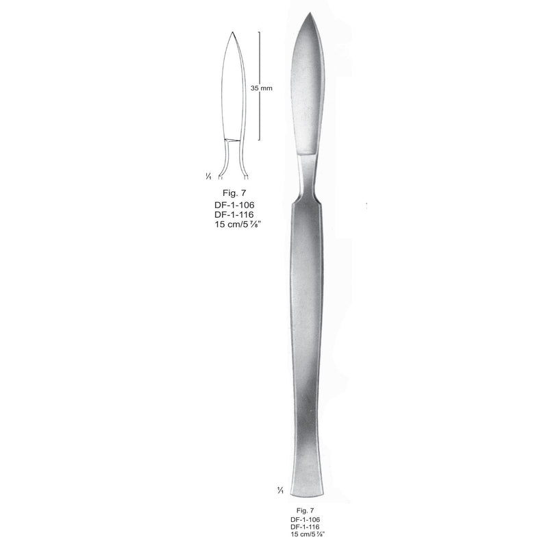 Dissecting Knives Fig.7, With Metal Handle, 15cm  (DF-1-116) by Dr. Frigz