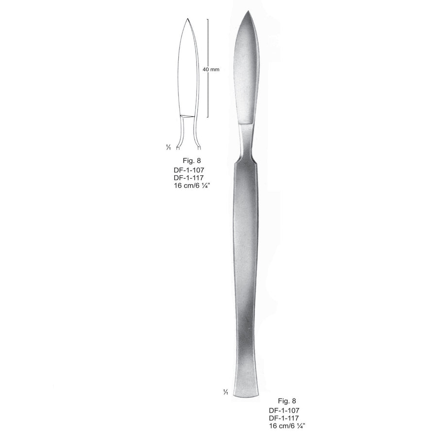 Dissecting Knives Fig.8, With Metal Handle, 16cm  (DF-1-117) by Dr. Frigz