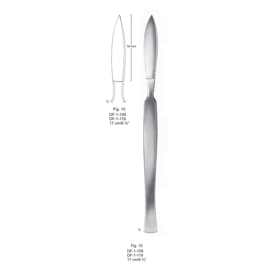 Dissecting Knives Fig.10, With Metal Handle, 17cm  (DF-1-119) by Dr. Frigz