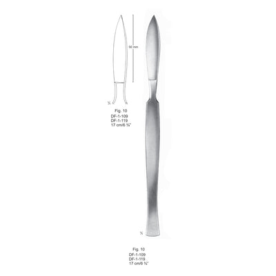 Dissecting Knives Fig.10, With Metal Handle, 17cm (DF-1-119)